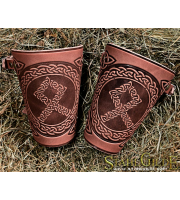 A Pair Leather Cuff Othala Rune Celtic Vikings Nordic Amulet with Celtic design 